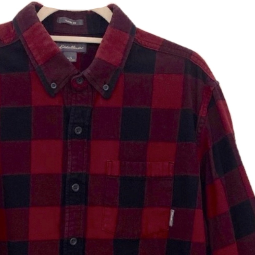 Eddie Bauer Buffalo Check Flannel Button-Up, L